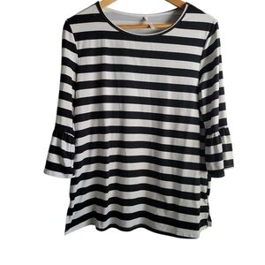 Black and White Striped Women's Top